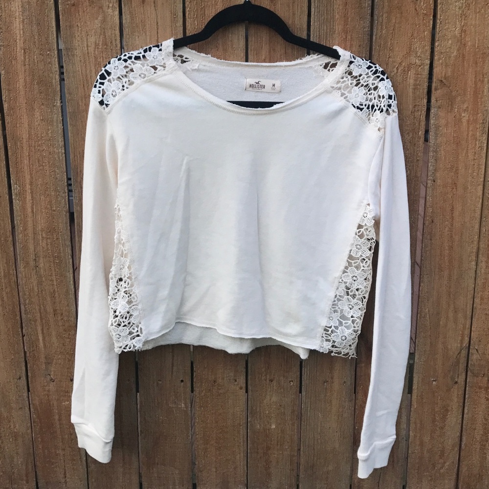NWOT Hollister Crop Top Lace Sweater Size M